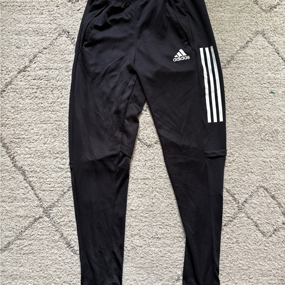 Adidas Kids Black Joggers with White Stripes